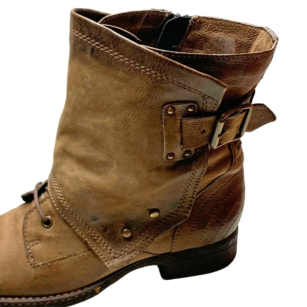 MJUS Taupe Calfskin Leather Zip‎ Ankle Boots